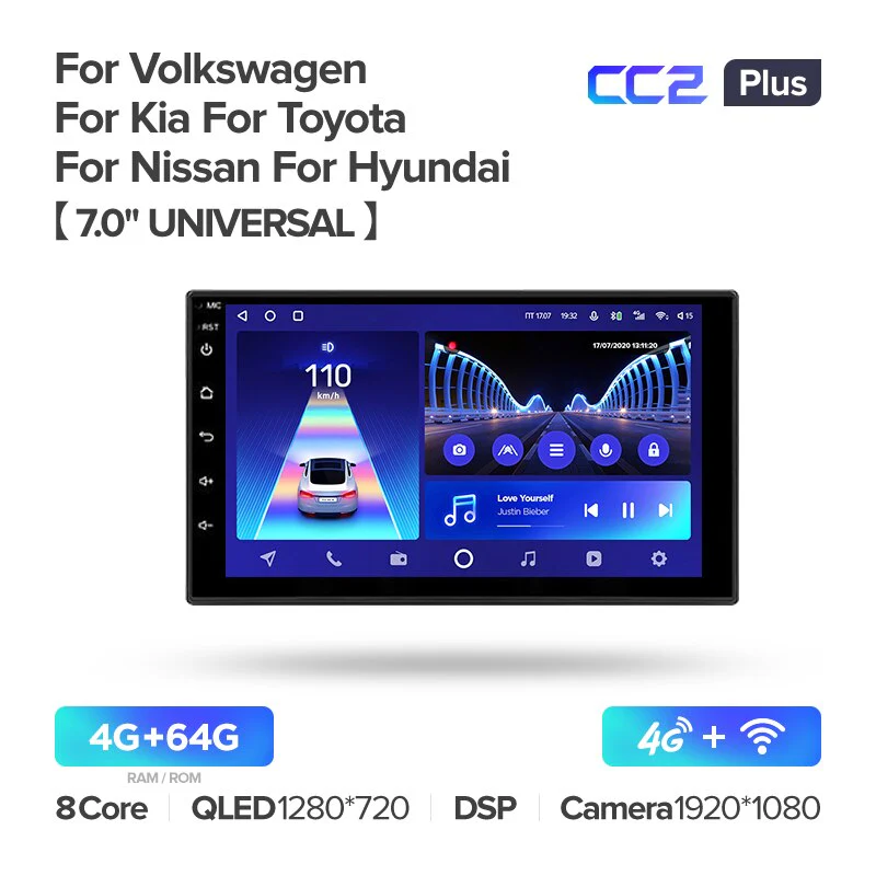 7" Universal CC2 PLUS  for Mazda, Almera, Toyota,  Volkswagen,  Nissan, Kia, Qashqai & Peugeot - Image 4